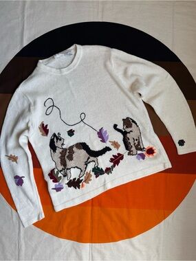 Vintage kitty cat knit sweater